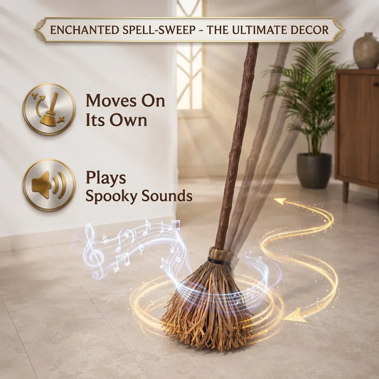 🧹 Floating Enchanted Broom Halloween Decoration