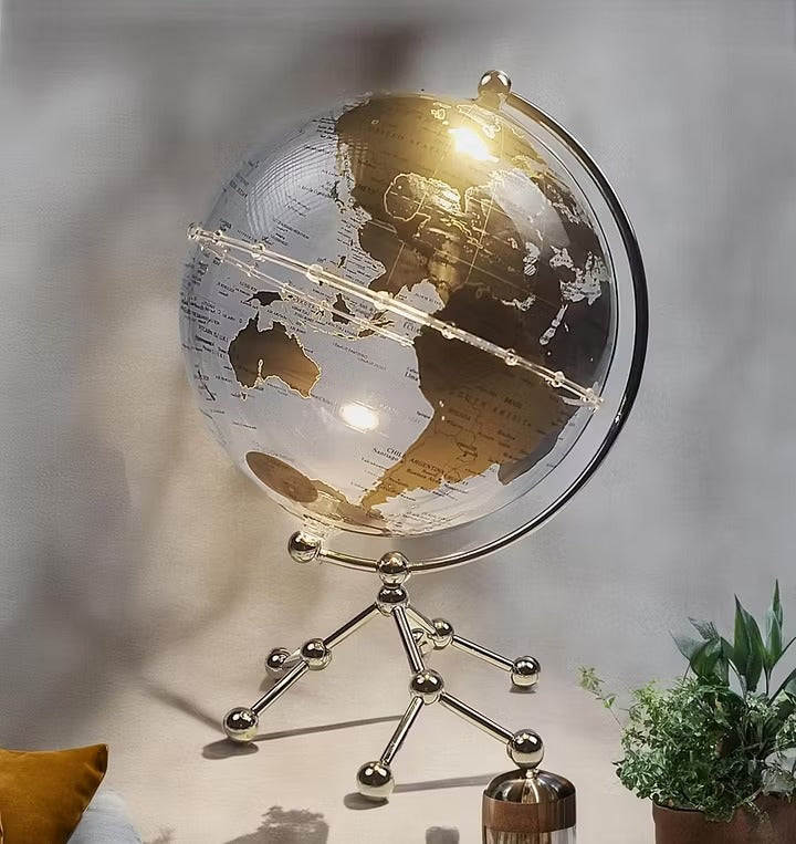 🌍 Illuminated Globe Desk Lamp – 360° Rotating World Map with LED Glow
