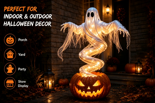 👻 Swirling Ghost Pumpkin Halloween Light