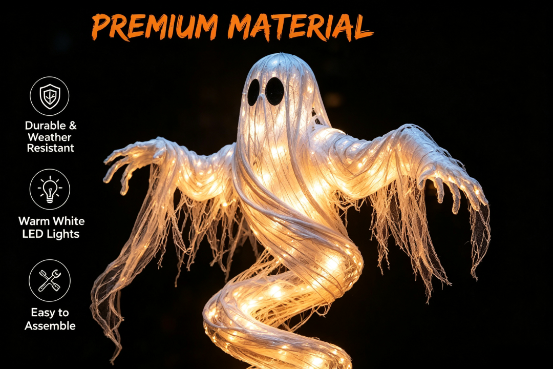 👻 Swirling Ghost Pumpkin Halloween Light