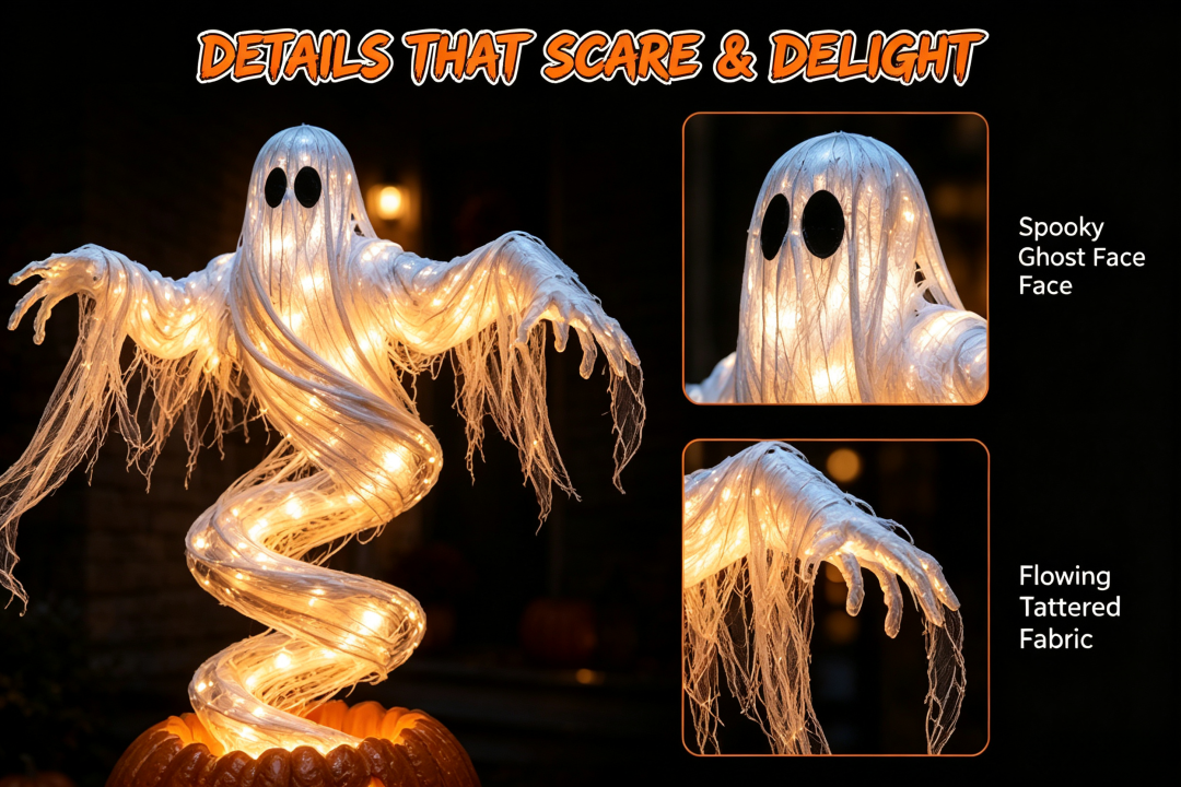 👻 Swirling Ghost Pumpkin Halloween Light