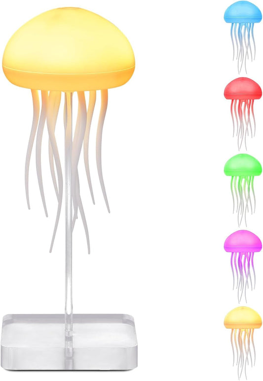🌊 Jellyfish Lamp – RGB Ocean Wave Night Light with Voice Control, Dancing Tentacles & Rechargeable Table Lamp