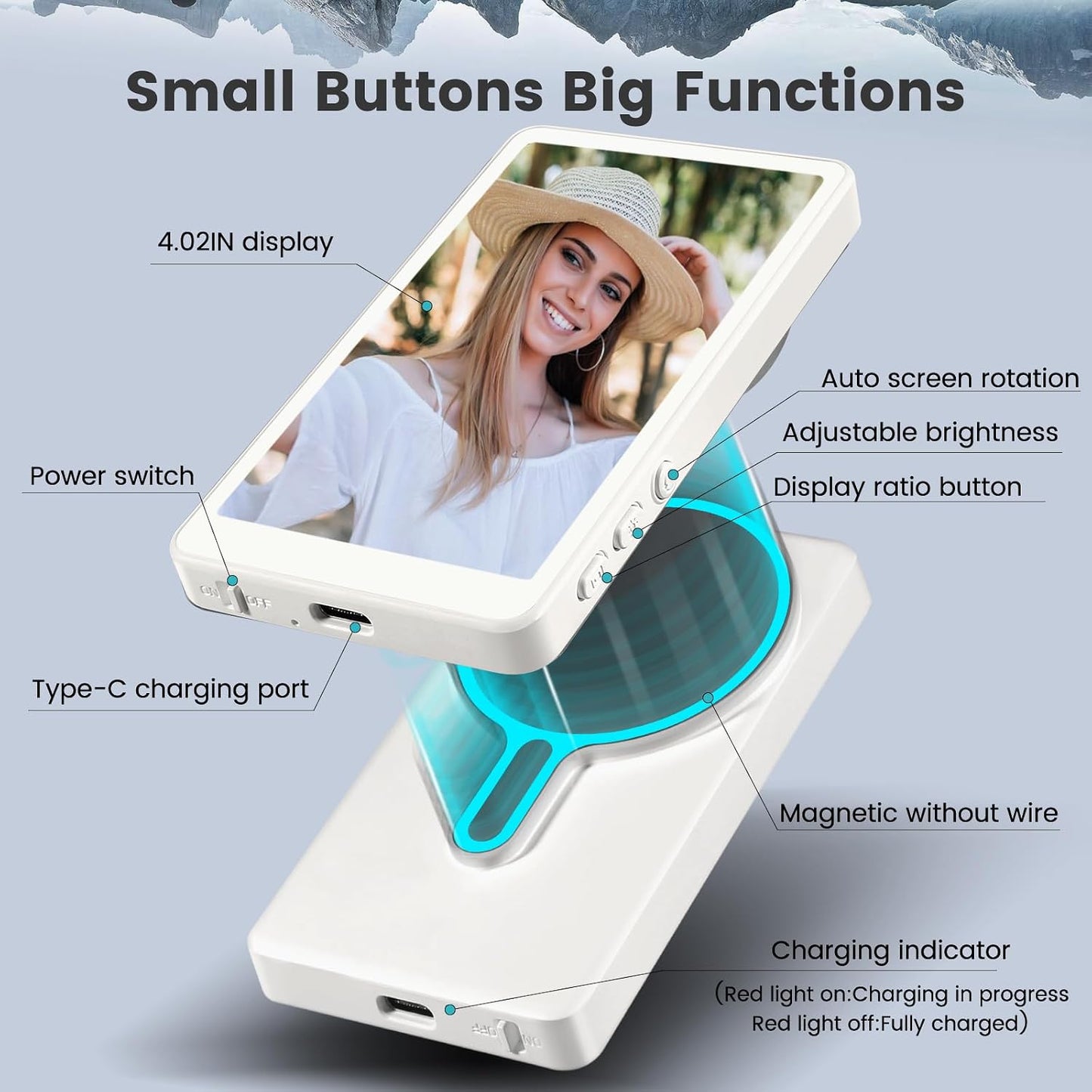 🎥 Magnetic Phone Vlog Selfie Monitor Screen – Wireless Rear Camera Preview Display with Remote Control for Video Creators