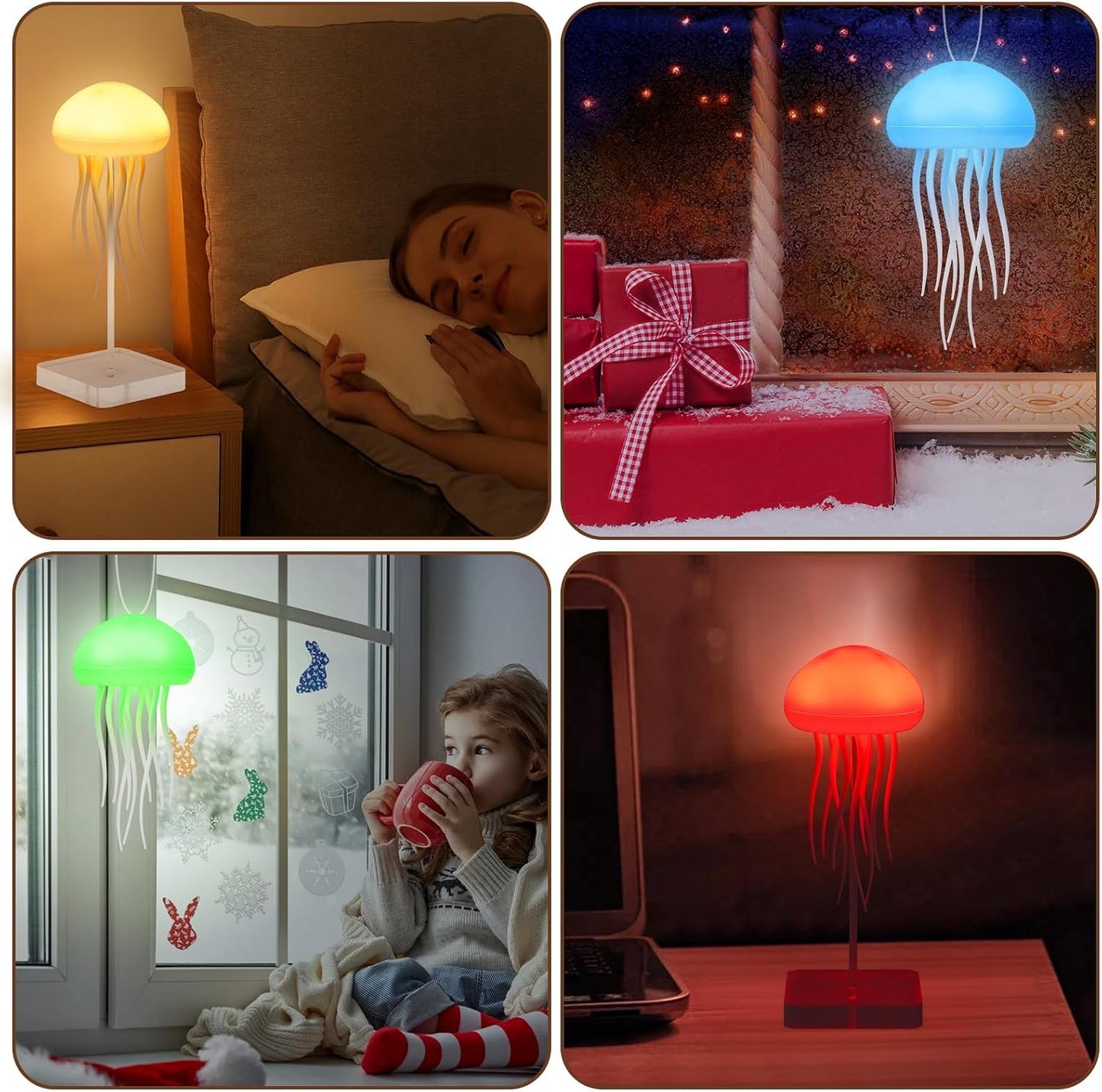 🌊 Jellyfish Lamp – RGB Ocean Wave Night Light with Voice Control, Dancing Tentacles & Rechargeable Table Lamp