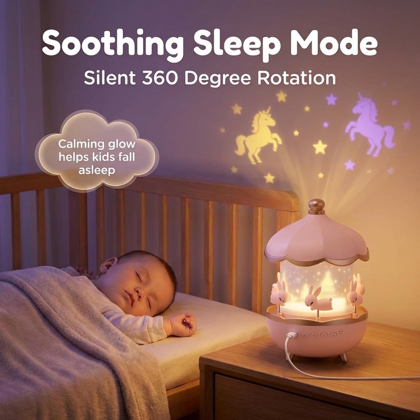 🦄 Dreamy Starry Sky Projector Night Light – A Magical Bedtime Companion with Music, Stories, Color Lights & Remote Control for Kids