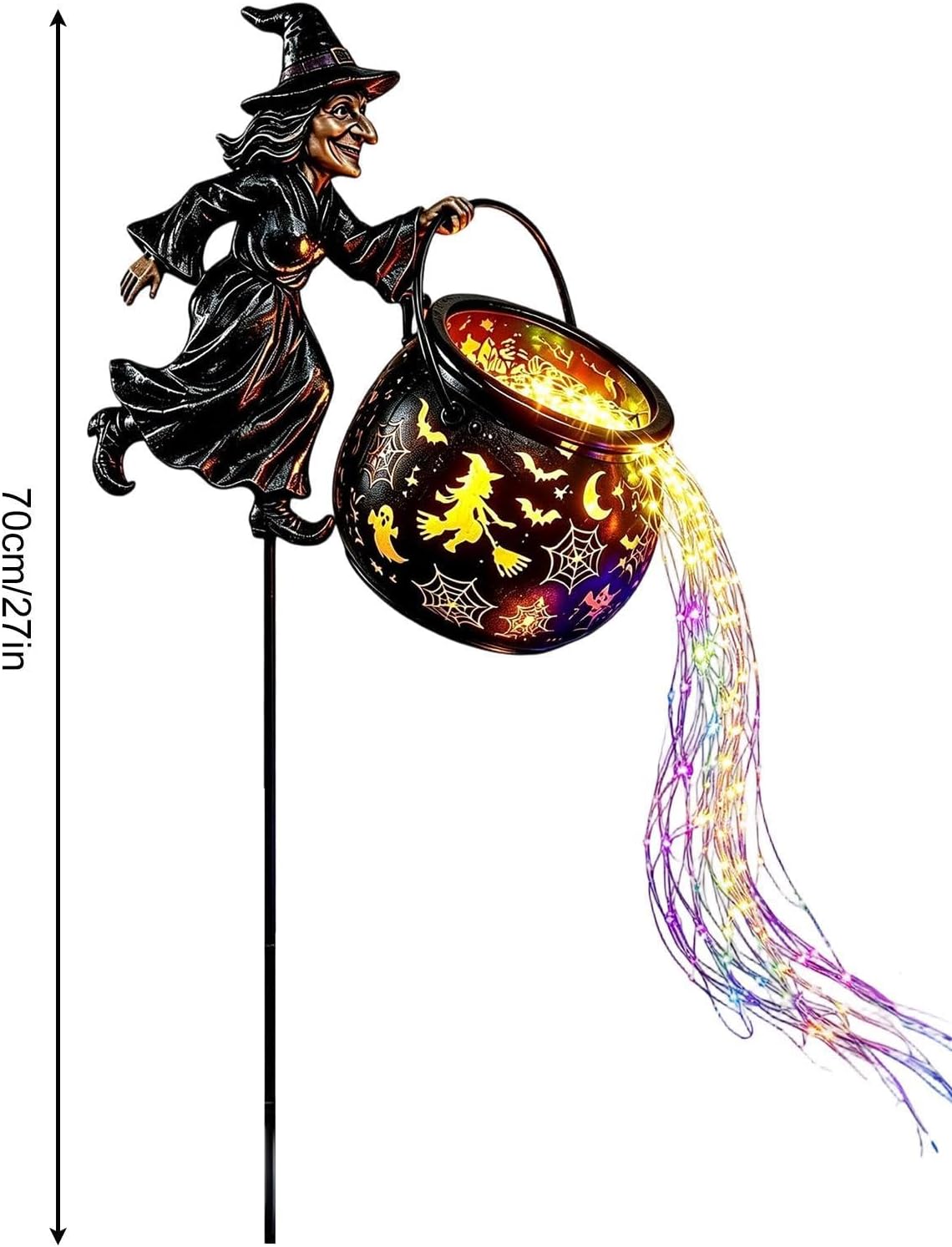 🧙‍♀️ Halloween Witch Cauldron Solar Garden Light – Magical Waterfall Glow Outdoor Decor for Yard, Porch & Halloween Party