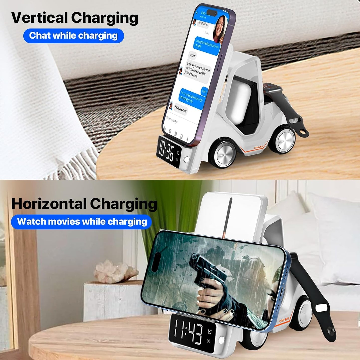 ⚡ 3‑in‑1 Wireless Charging Station – Charge Your Phone, Earbuds & Watch in One Place