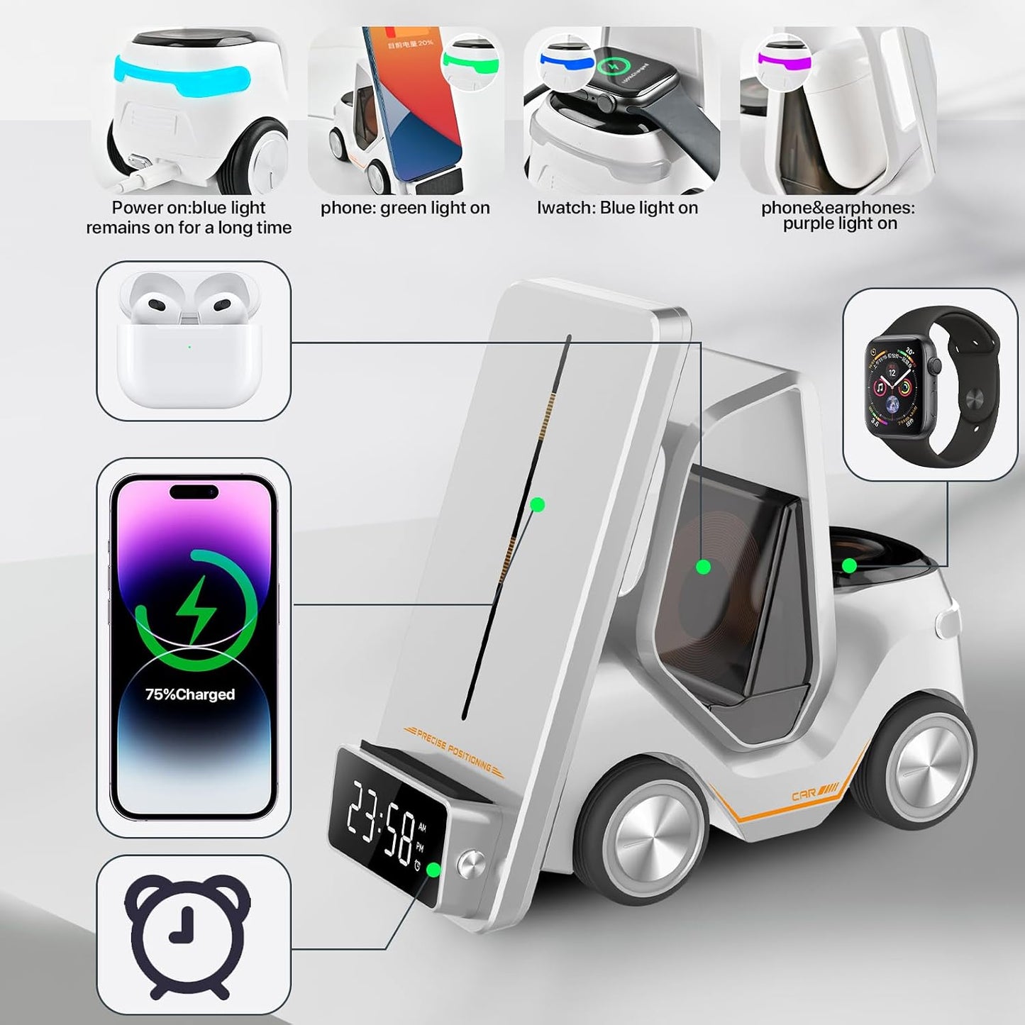 ⚡ 3‑in‑1 Wireless Charging Station – Charge Your Phone, Earbuds & Watch in One Place