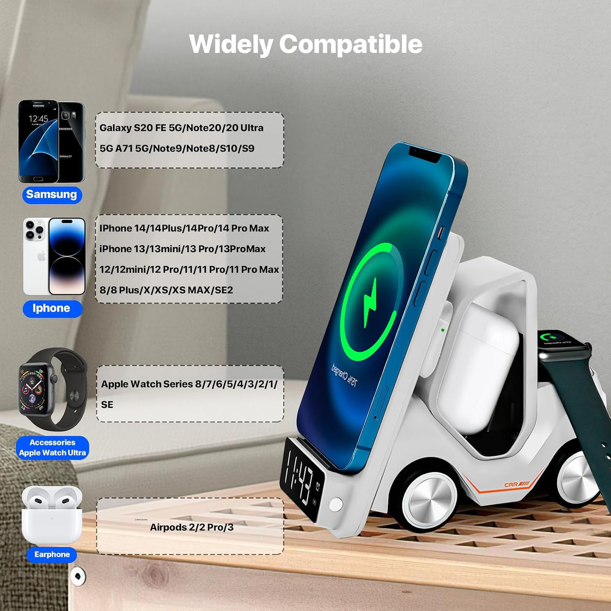 ⚡ 3‑in‑1 Wireless Charging Station – Charge Your Phone, Earbuds & Watch in One Place
