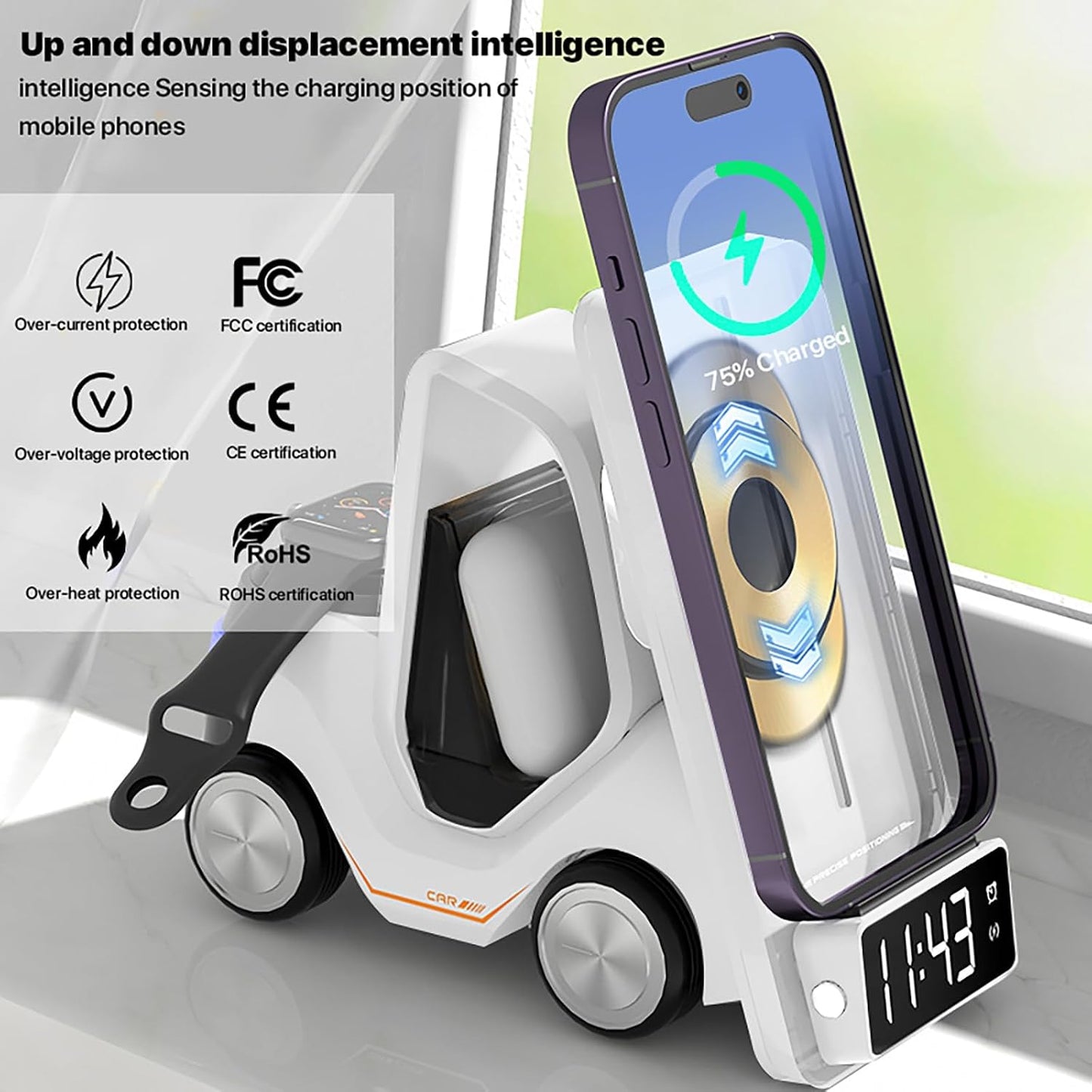 ⚡ 3‑in‑1 Wireless Charging Station – Charge Your Phone, Earbuds & Watch in One Place