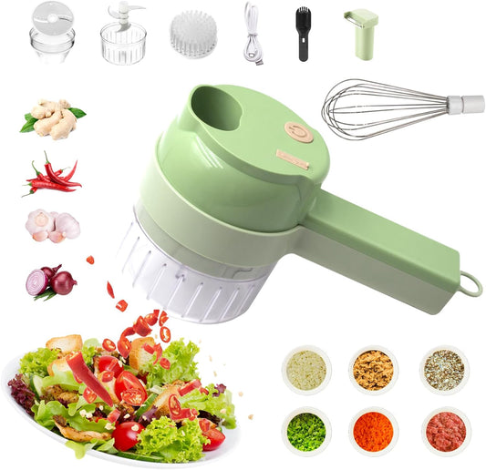 🥦 4-in-1 Portable Electric Vegetable Cutter – Wireless Food Chopper, Garlic Mincer, Meat Grinder & Kitchen Prep Tool