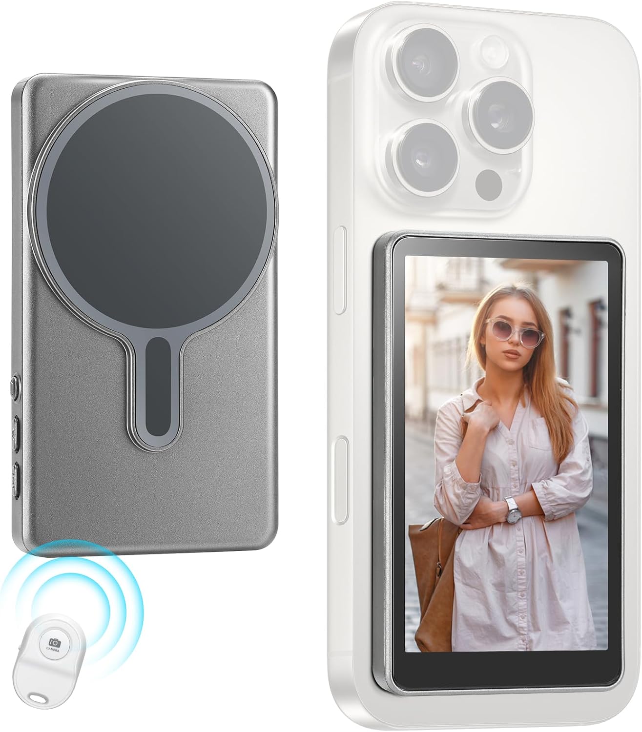🎥 Magnetic Phone Vlog Selfie Monitor Screen – Wireless Rear Camera Preview Display with Remote Control for Video Creators