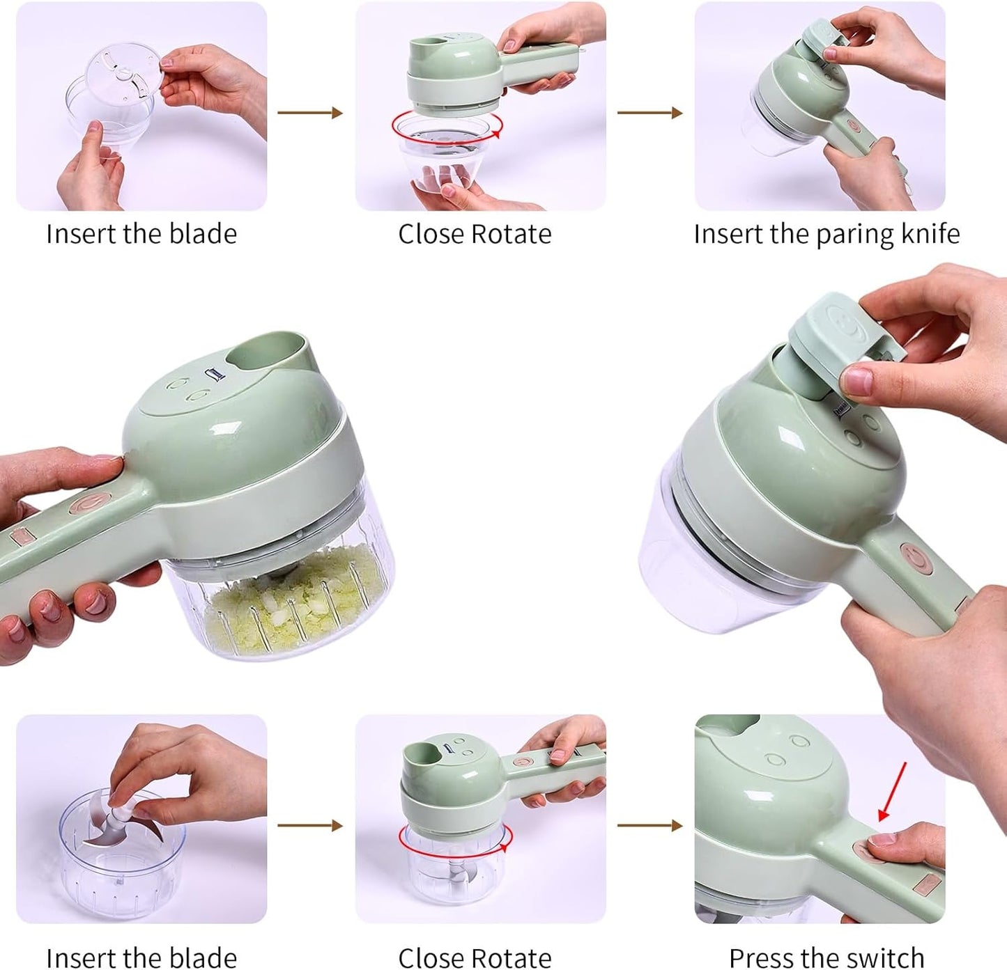 🥦 4-in-1 Portable Electric Vegetable Cutter – Wireless Food Chopper, Garlic Mincer, Meat Grinder & Kitchen Prep Tool