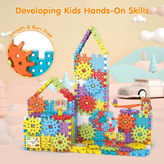 🚀 Build & Create STEM Gear Toy Set – 125PCS Engineering Building Blocks with Electric Drill for Creative Kids