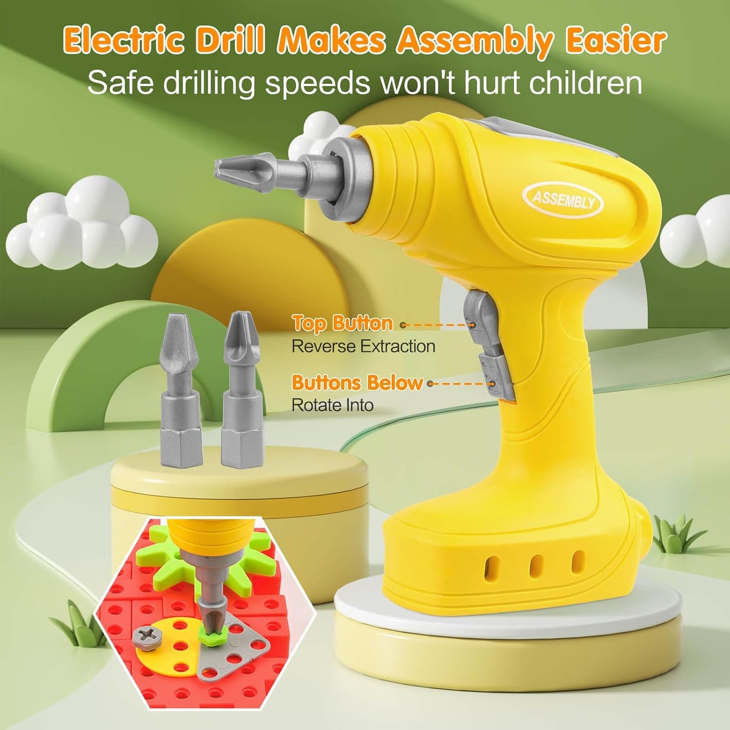 🚀 Build & Create STEM Gear Toy Set – 125PCS Engineering Building Blocks with Electric Drill for Creative Kids