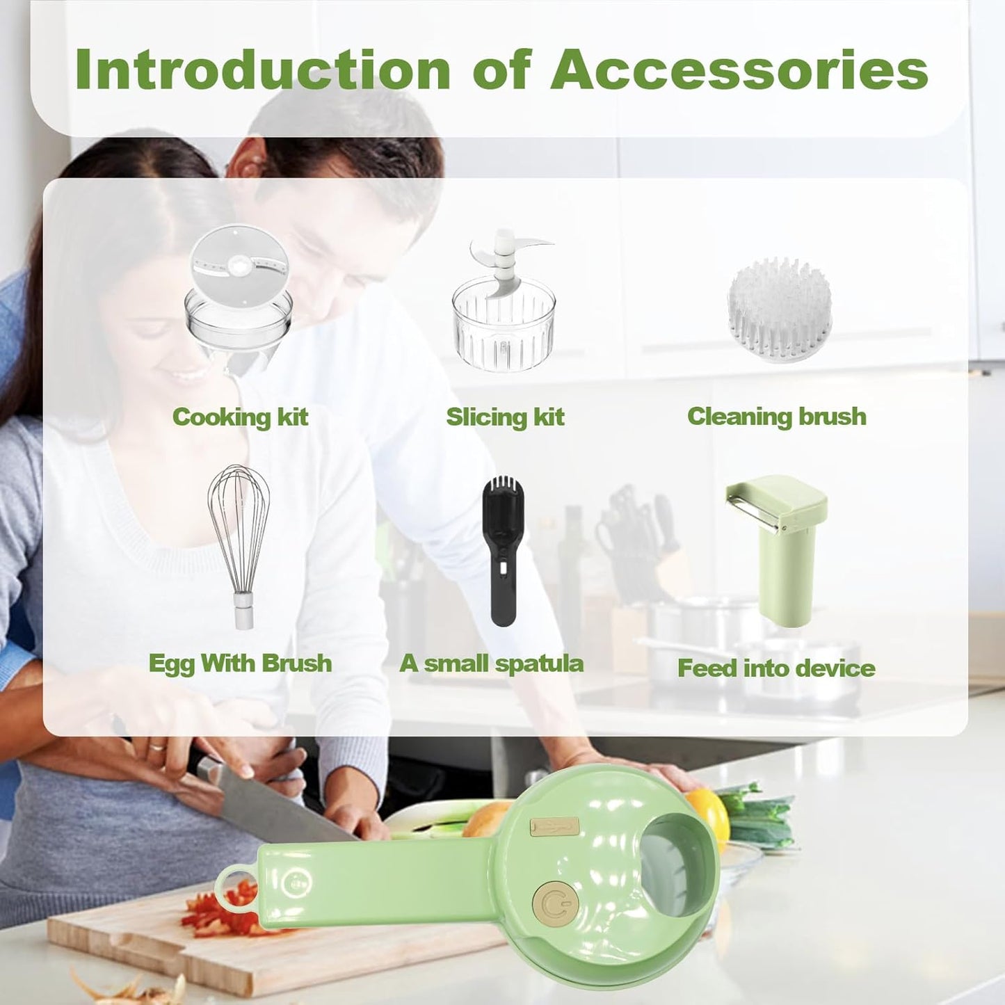 🥦 4-in-1 Portable Electric Vegetable Cutter – Wireless Food Chopper, Garlic Mincer, Meat Grinder & Kitchen Prep Tool