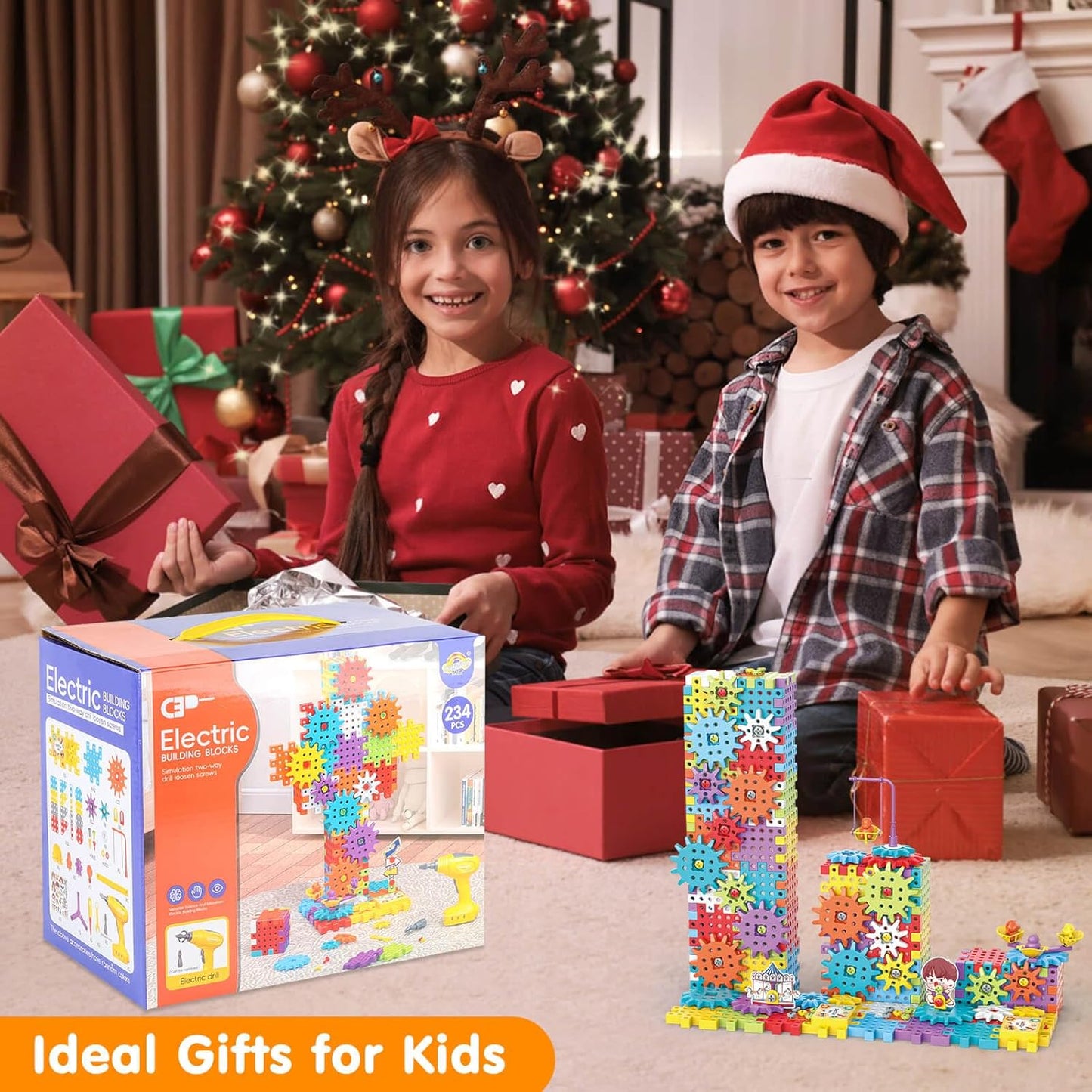 🚀 Build & Create STEM Gear Toy Set – 125PCS Engineering Building Blocks with Electric Drill for Creative Kids