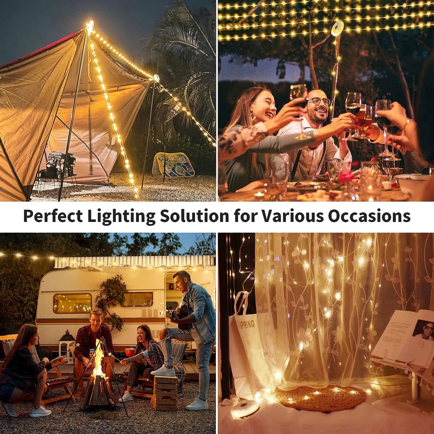 🏕️ Multifunctional Portable Camping String Light – Rechargeable Outdoor LED Lantern with Starry Glow, Emergency Light & Atmosphere Lighting
