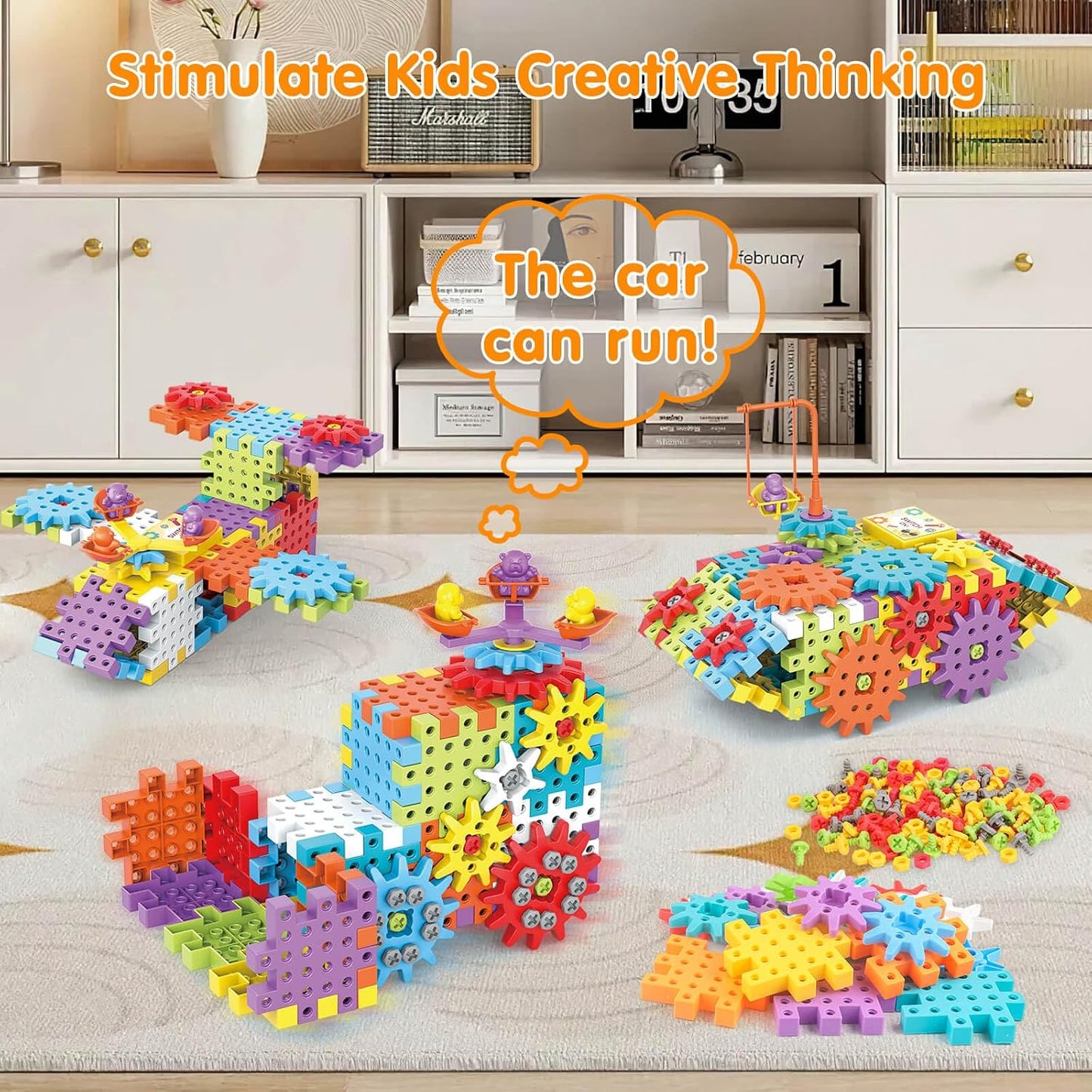 🚀 Build & Create STEM Gear Toy Set – 125PCS Engineering Building Blocks with Electric Drill for Creative Kids