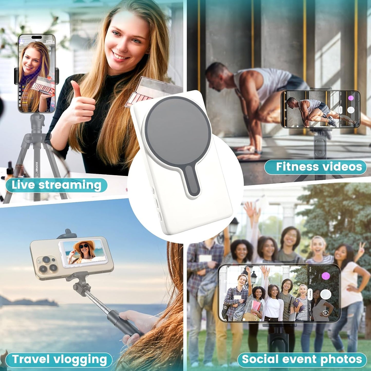 🎥 Magnetic Phone Vlog Selfie Monitor Screen – Wireless Rear Camera Preview Display with Remote Control for Video Creators