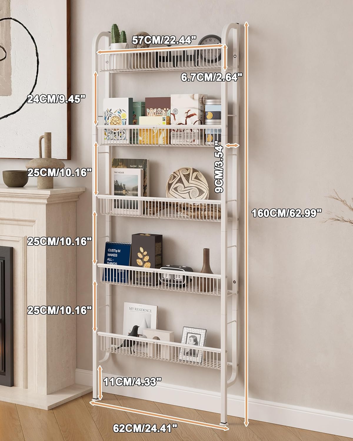 🏠 5‑Tier Slim Storage Rack – Space‑Saving Organizer for Bathroom, Kitchen & Laundry