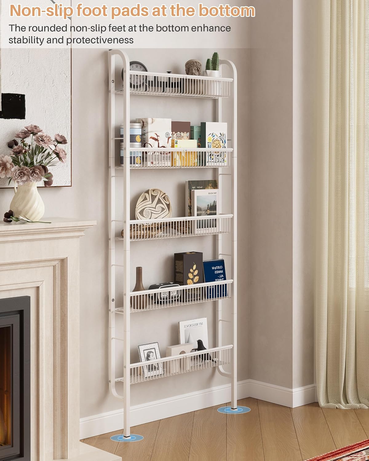 🏠 5‑Tier Slim Storage Rack – Space‑Saving Organizer for Bathroom, Kitchen & Laundry