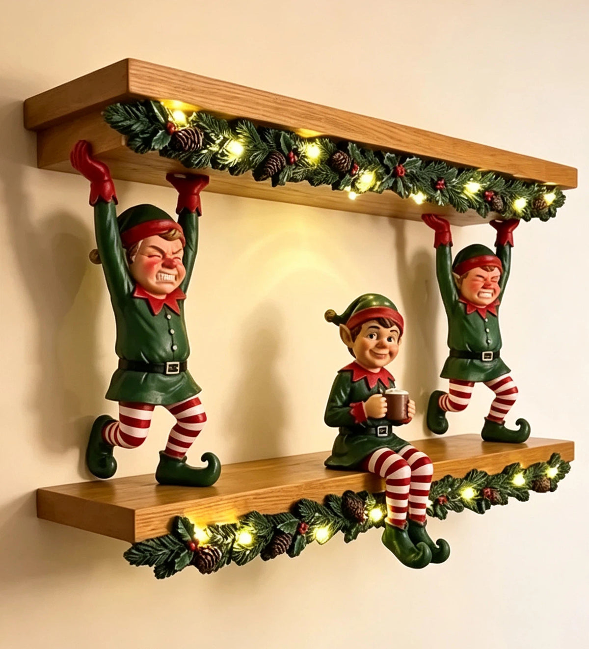 🎄 Christmas Character Wall Shelf – Festive Display for Ornaments & Collectibles