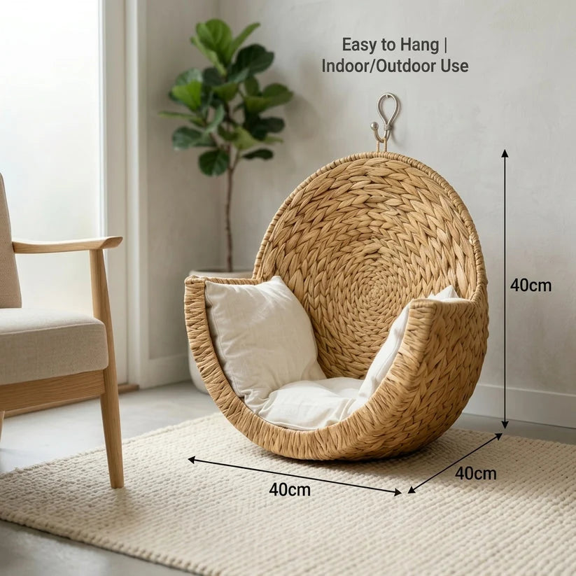🐱 Wall‑Mounted Woven Cat Bed – Cozy Elevated Resting Spot for Your Feline Friend