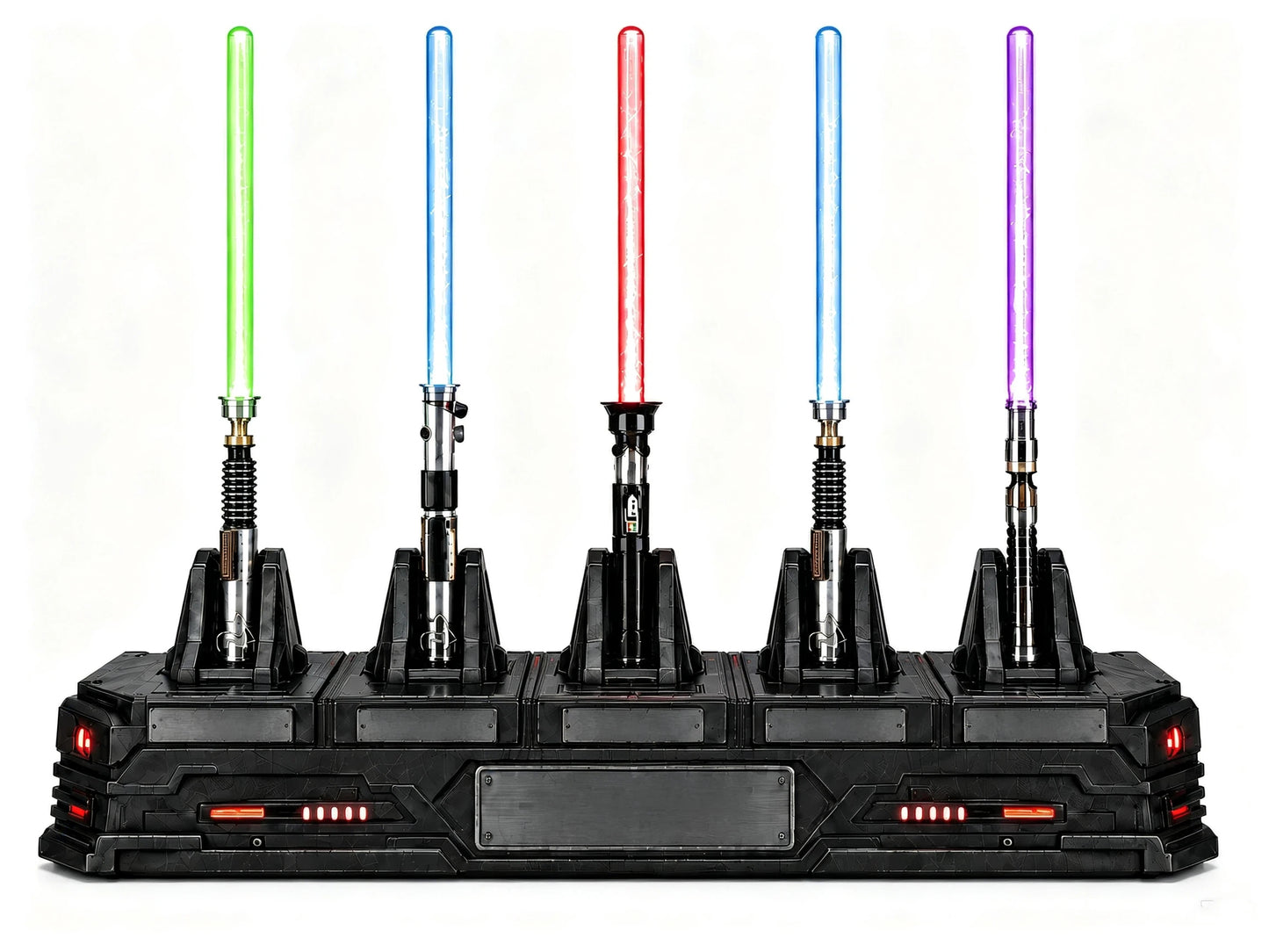 🌌 Five Illuminated Light Swords – A Cosmic Display Set for Collectors