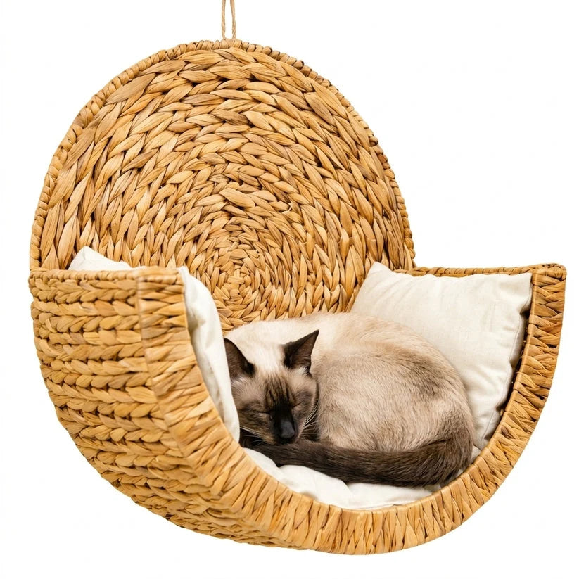 🐱 Wall‑Mounted Woven Cat Bed – Cozy Elevated Resting Spot for Your Feline Friend