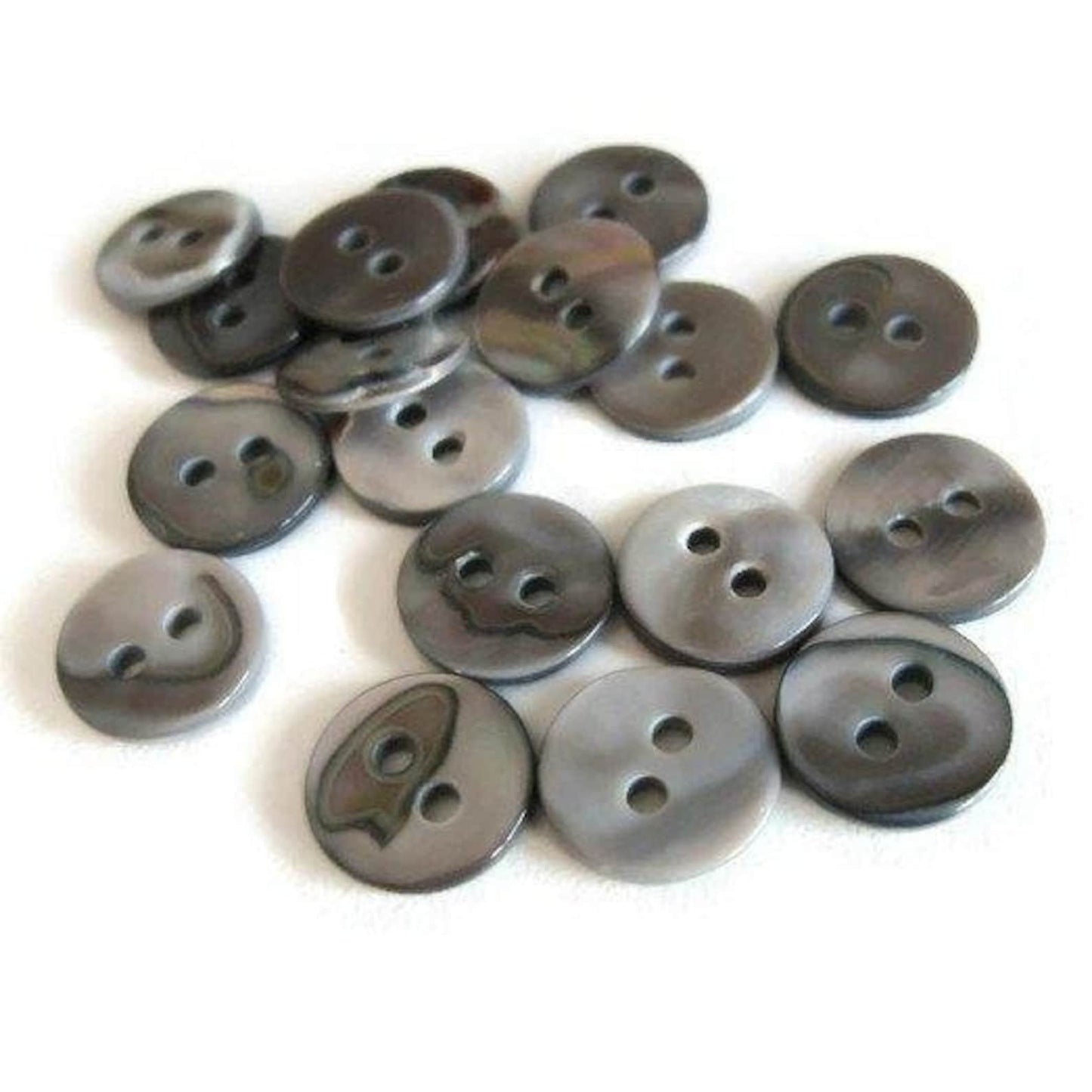10mm grey shell buttons, 8 natural sewing buttons, 2 holes mother of pearl buttons