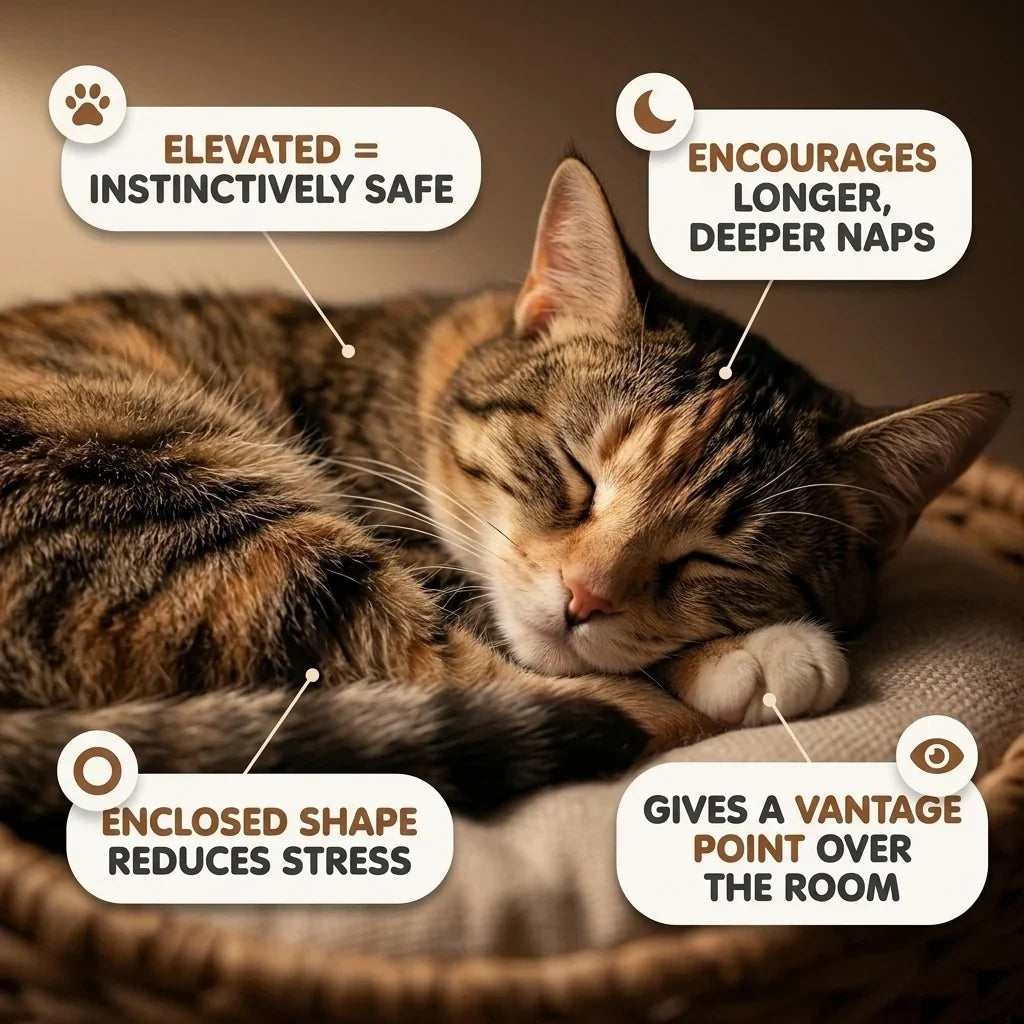 🐱 Wall‑Mounted Woven Cat Bed – Cozy Elevated Resting Spot for Your Feline Friend