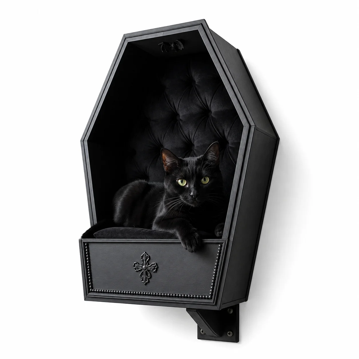 🖤 Gothic Wall‑Mounted Cat Bed – Cozy Elevated Hideaway for Your Feline Friend