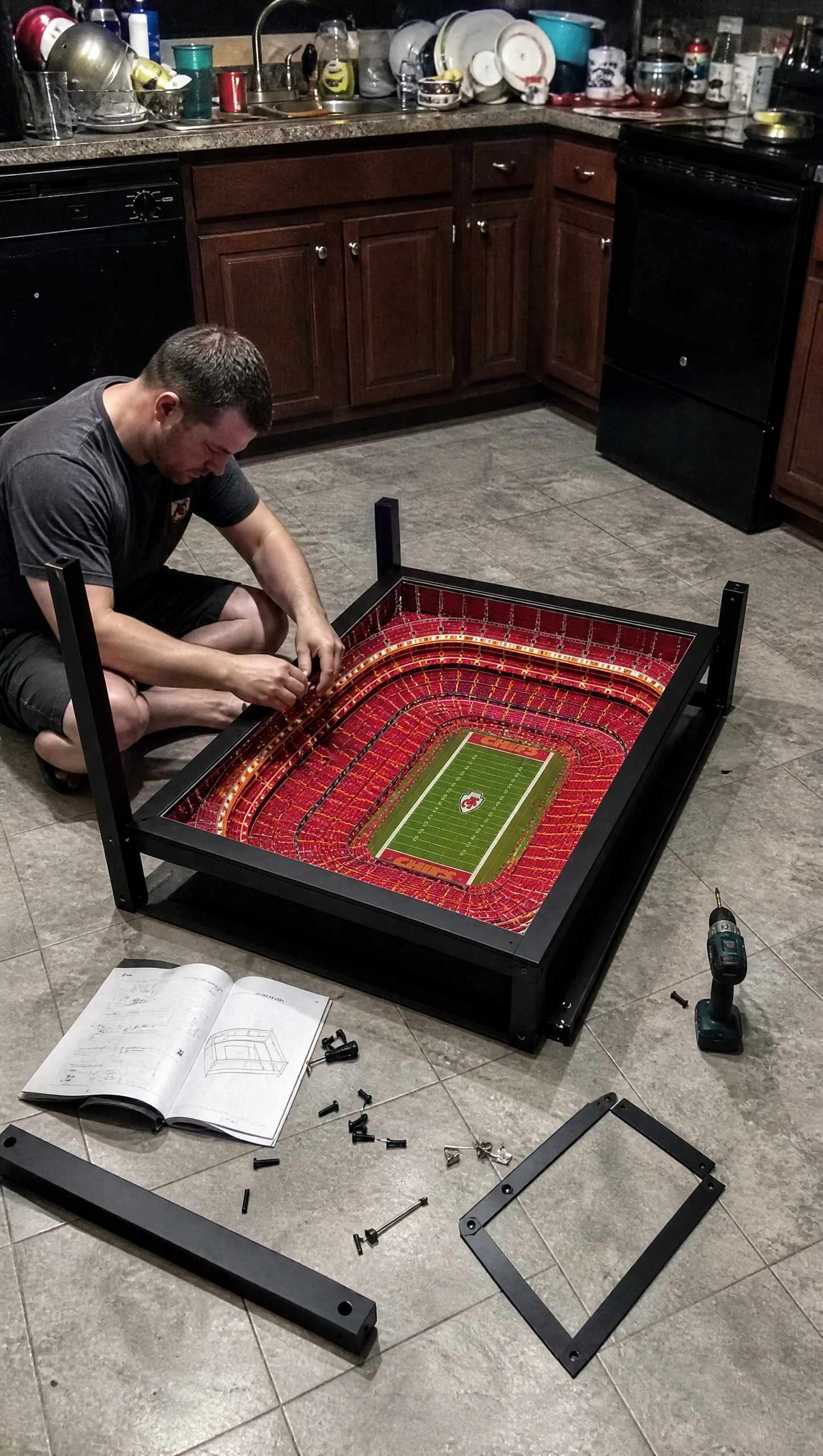 ⚽ Stadium‑Inspired Coffee Table – LED‑Lit Game Day Centerpiece for Your Living Room