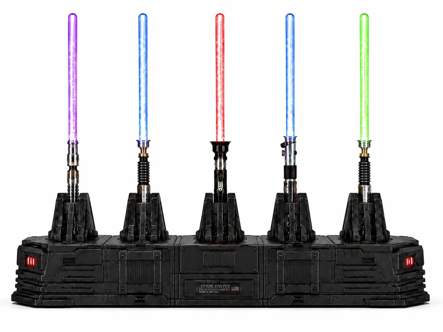 🌌 Five Illuminated Light Swords – A Cosmic Display Set for Collectors