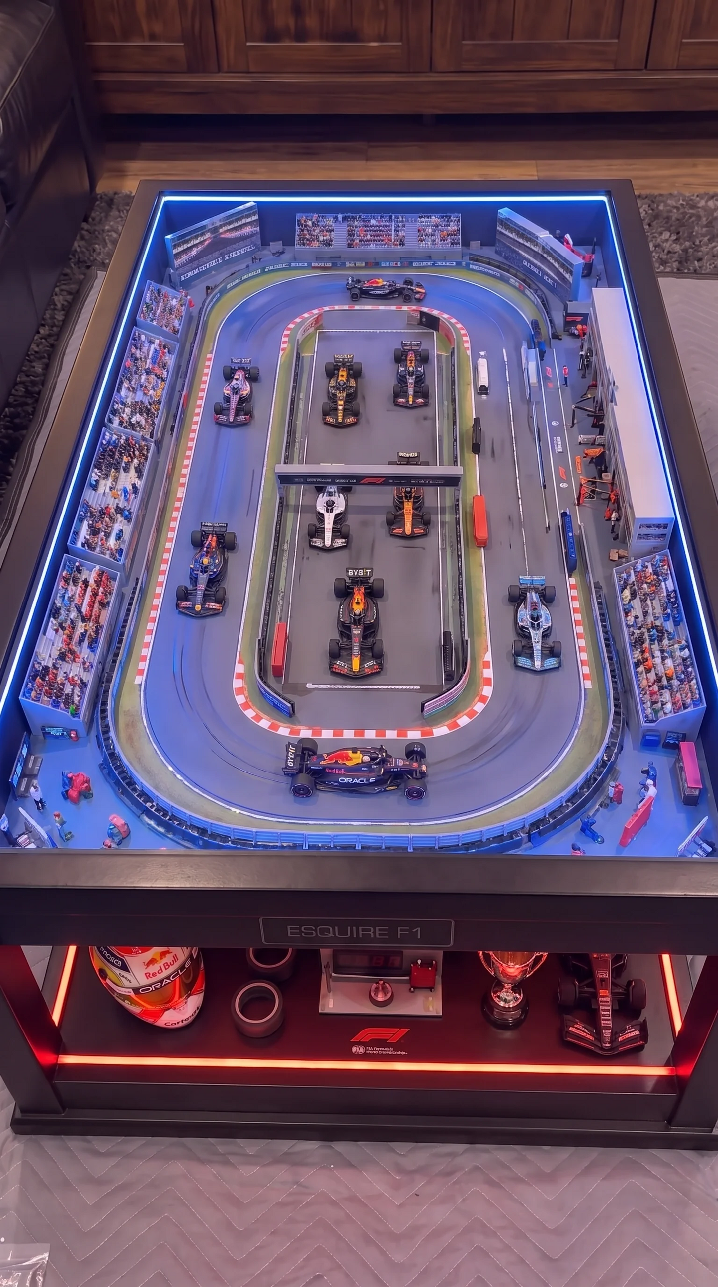 🏁 Racing Track Coffee Table – LED‑Lit Motorsport Display for Gaming Rooms & Man Caves