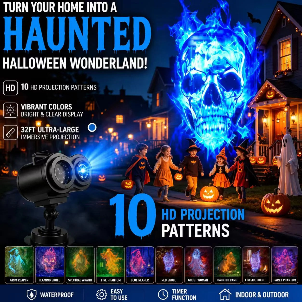 🎃 Halloween Projection Light – Turn Your Home Into A Spooky Wonderland 👻✨