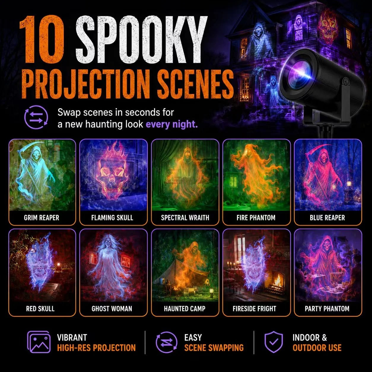 🎃 Halloween Projection Light – Turn Your Home Into A Spooky Wonderland 👻✨