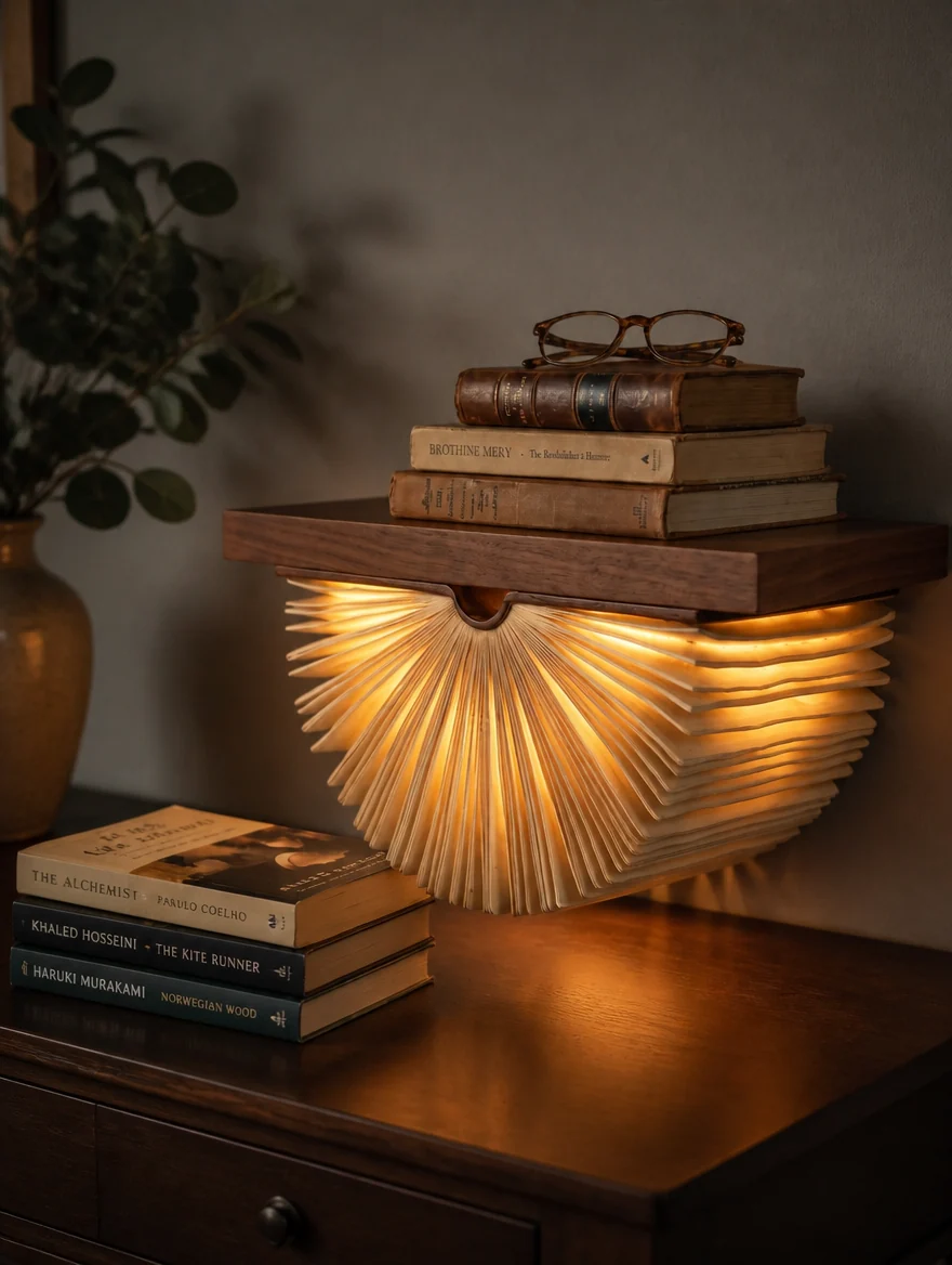 📚 GlowShelf – Wall‑Mounted Bookshelf with Warm LED Light